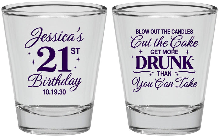 Personalized 21st Birthday Shot Glasses - Candles Cake Drunk | 340010