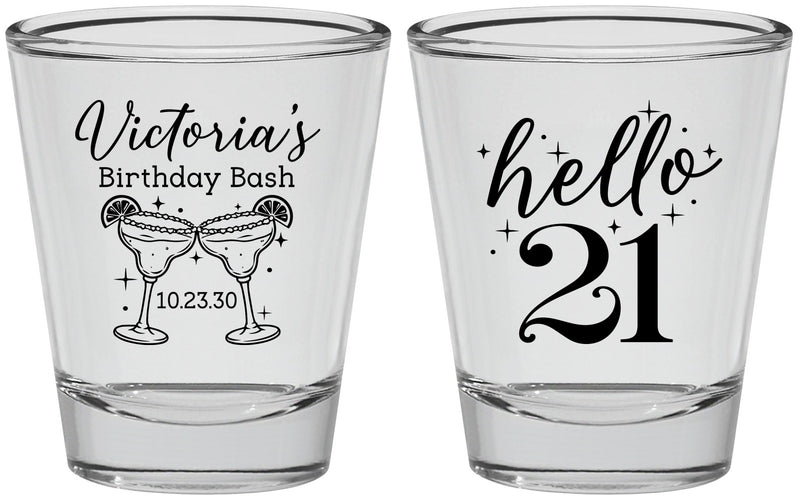Personalized 21st Birthday Shot Glasses - Hello Twenty One | 340011