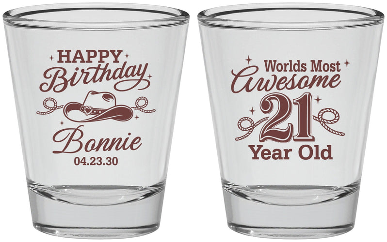 Personalized 21st Birthday Shot Glasses - Cowgirl | 340013