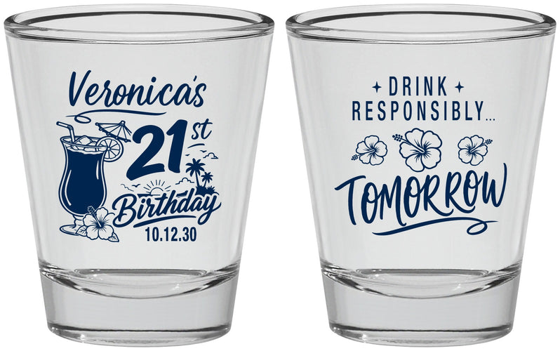 Personalized 21st Birthday Shot Glasses - Drink Responsibly Tomorrow | 340015