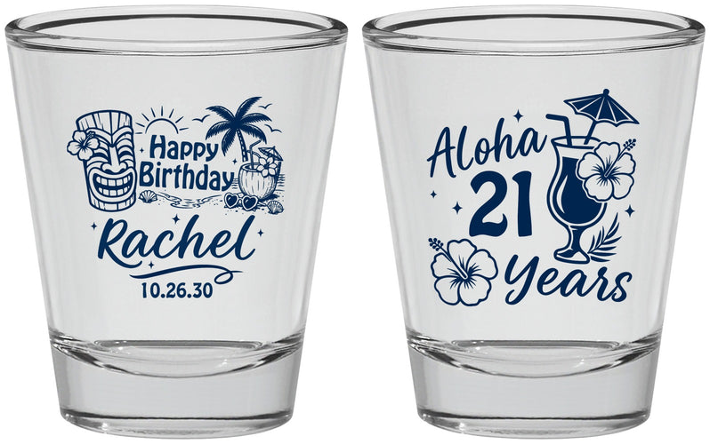 Personalized 21st Birthday Shot Glasses - Aloha Hawaii | 340016