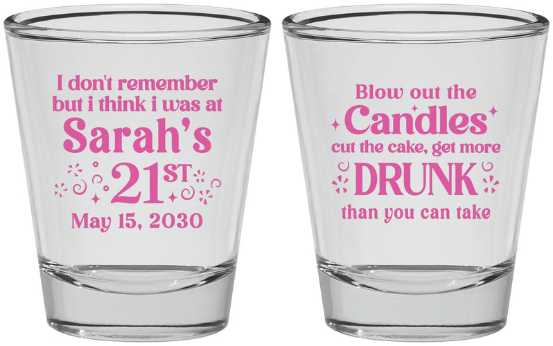 Personalized 21st Birthday Shot Glasses - Candles Cake Drunk | 340017