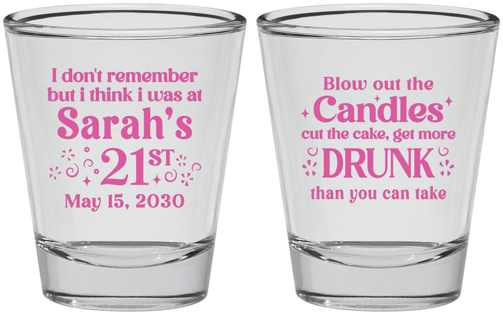 Personalized 21st Birthday Shot Glasses - Candles Cake Drunk | 340017