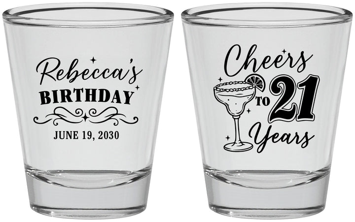 Personalized 21st Birthday Shot Glasses - Cheers To Twenty One Years | 340019
