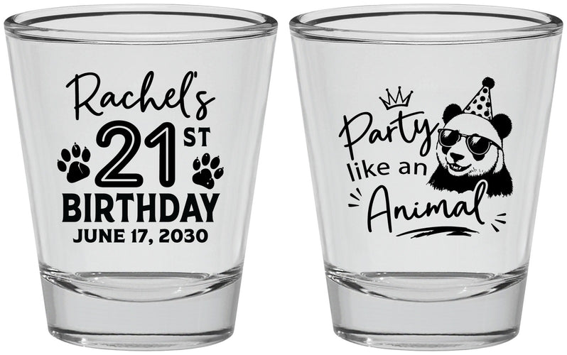 Personalized 21st Birthday Shot Glasses - Party Like An Animal Panda | 340021