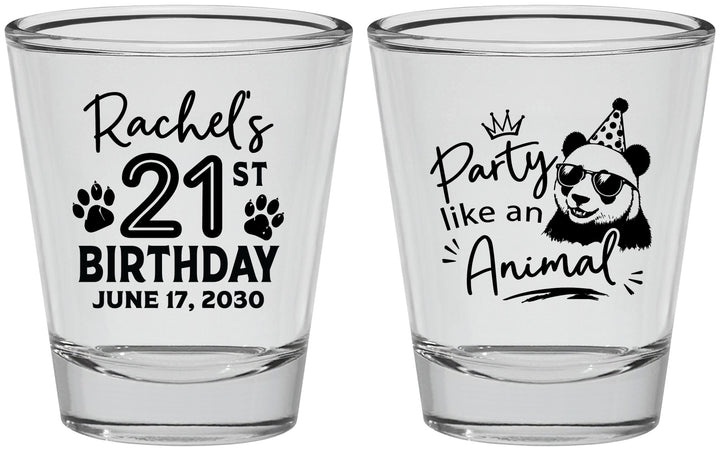 Personalized 21st Birthday Shot Glasses - Party Like An Animal Panda | 340021