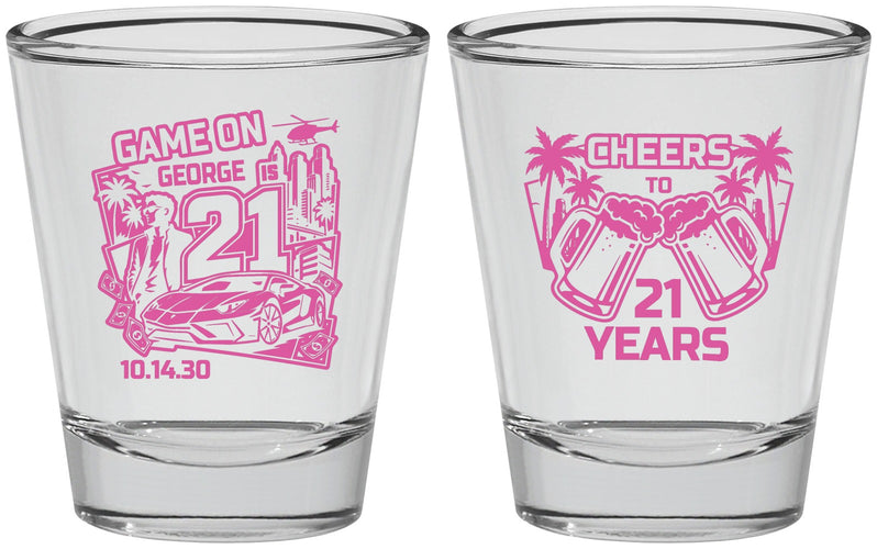 Personalized 21st Birthday Shot Glasses - Video Game | 340024