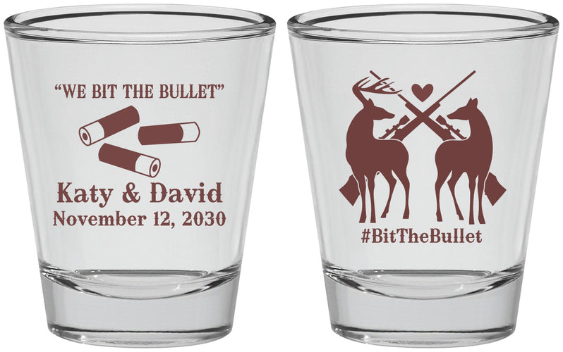 Personalized Wedding Shot Glasses - We Bit The Bullet | 343