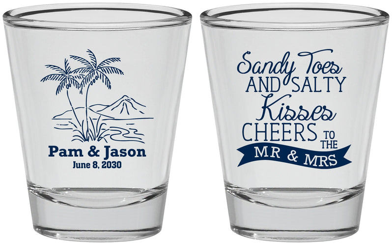 Personalized Wedding Shot Glasses - Beach | 358