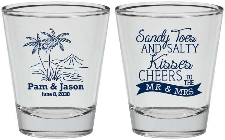 Personalized Wedding Shot Glasses - Beach | 358