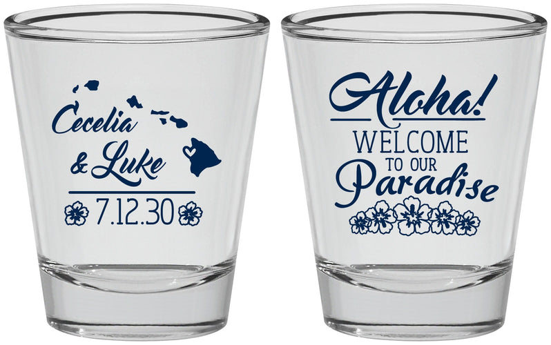 Personalized Wedding Shot Glasses - Hawaii | 365