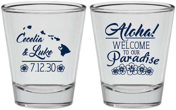 Personalized Wedding Shot Glasses - Hawaii | 365