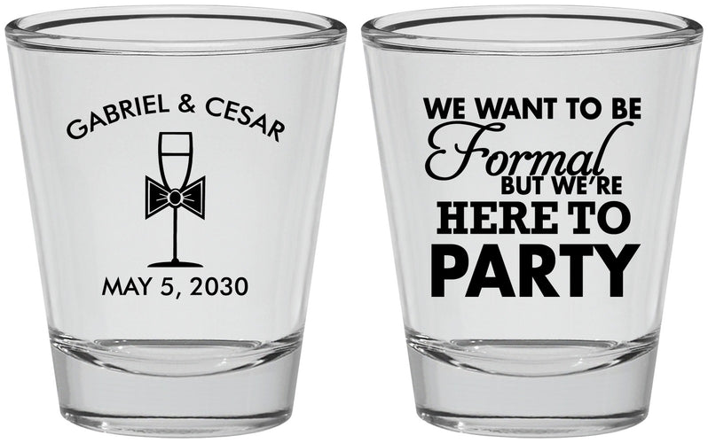 Personalized Wedding Shot Glasses - Formal Here To Party | 366