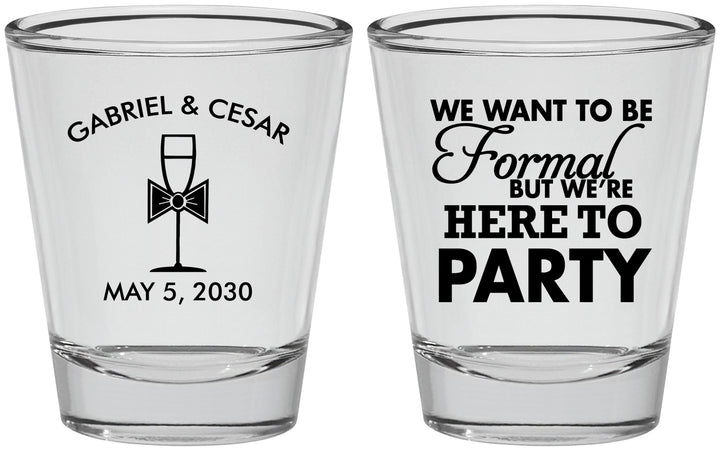 Personalized Wedding Shot Glasses - Formal Here To Party | 366