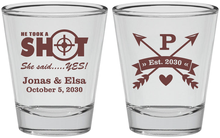 Personalized Wedding Shot Glasses - Take A Shot She Said Yes | 370