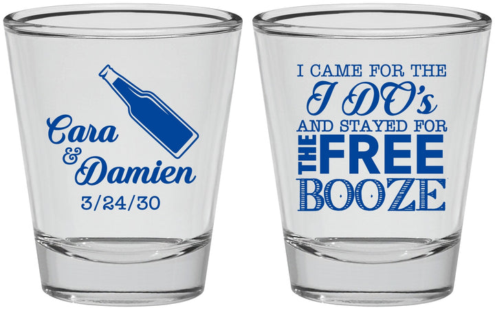 Personalized Wedding Shot Glasses - I Do Free Booze | 371