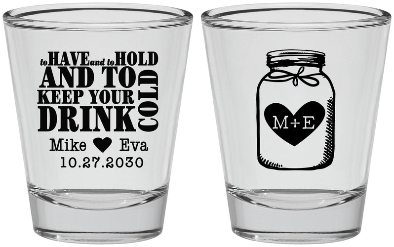 Personalized Wedding Shot Glasses - Mason Jar | 373