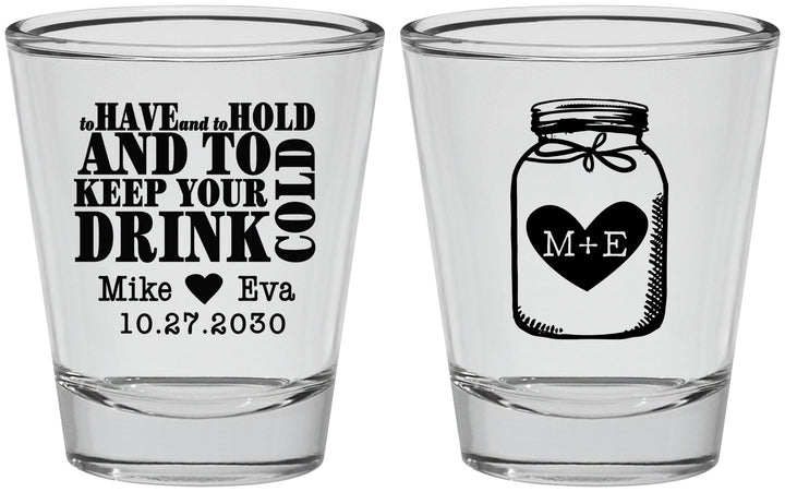 Personalized Wedding Shot Glasses - Mason Jar | 373