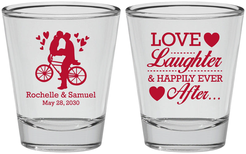Personalized Wedding Shot Glasses - Love Laughter Happily | 376