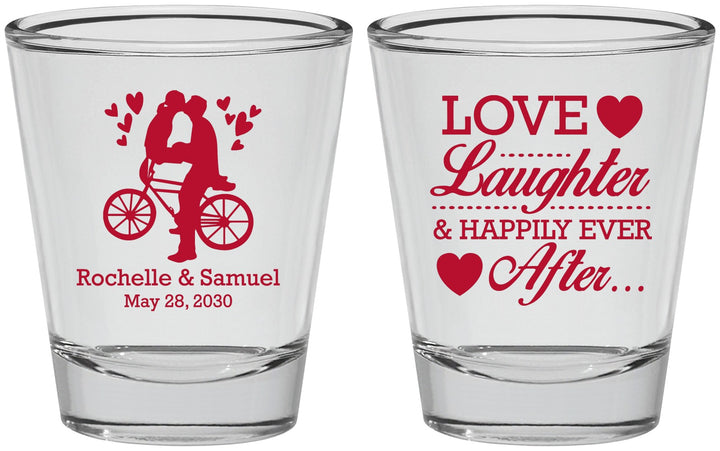Personalized Wedding Shot Glasses - Love Laughter Happily | 376