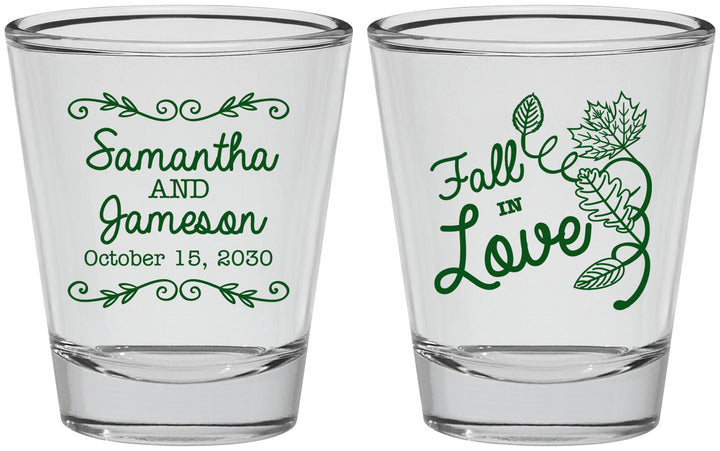 Personalized Wedding Shot Glasses - Fall In Love | 377