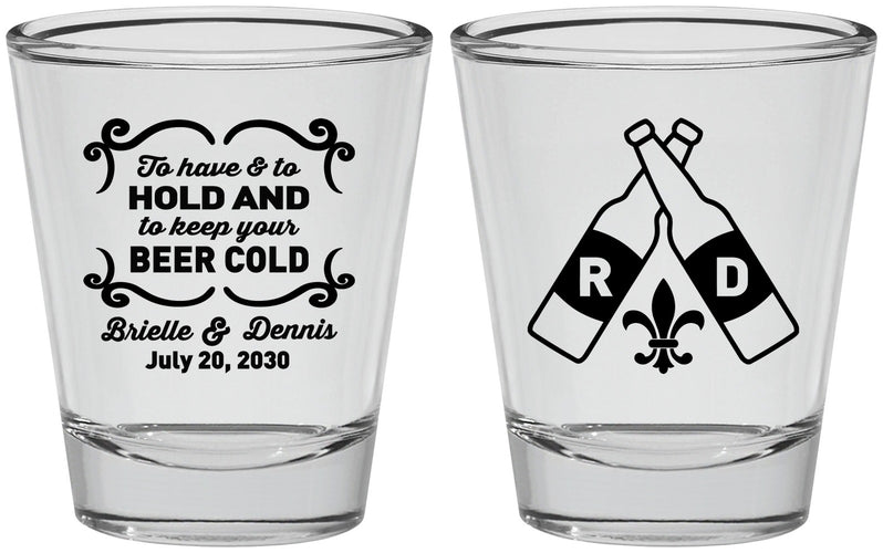 Personalized Wedding Shot Glasses - Fleur De Lis | 378