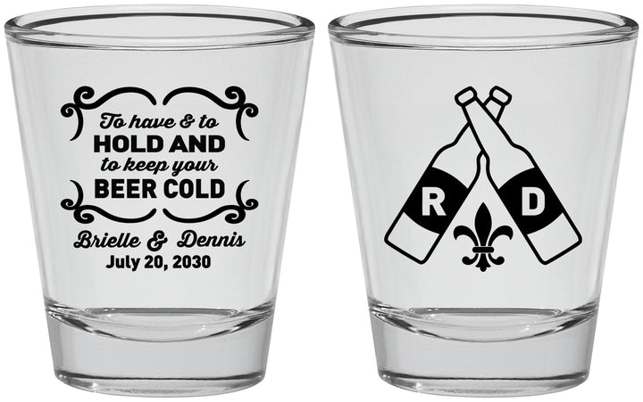 Personalized Wedding Shot Glasses - Fleur De Lis | 378