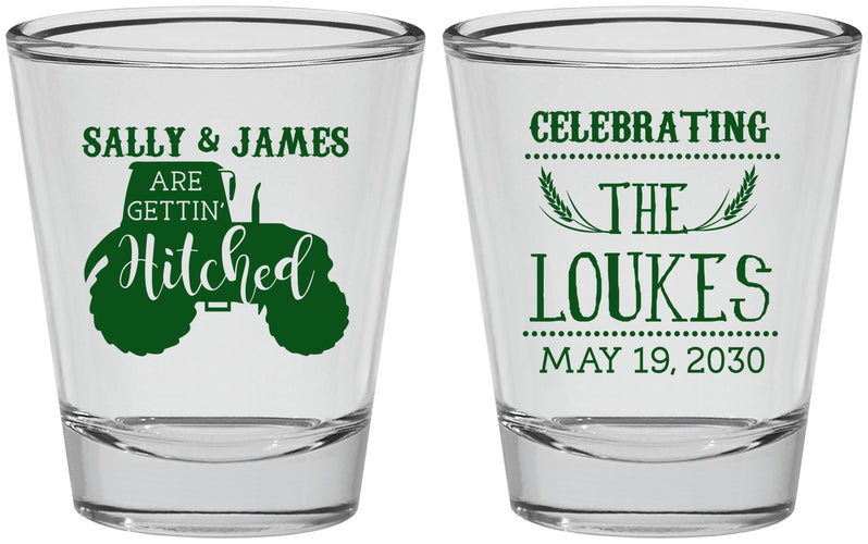 Personalized Wedding Shot Glasses - Tractor | 381