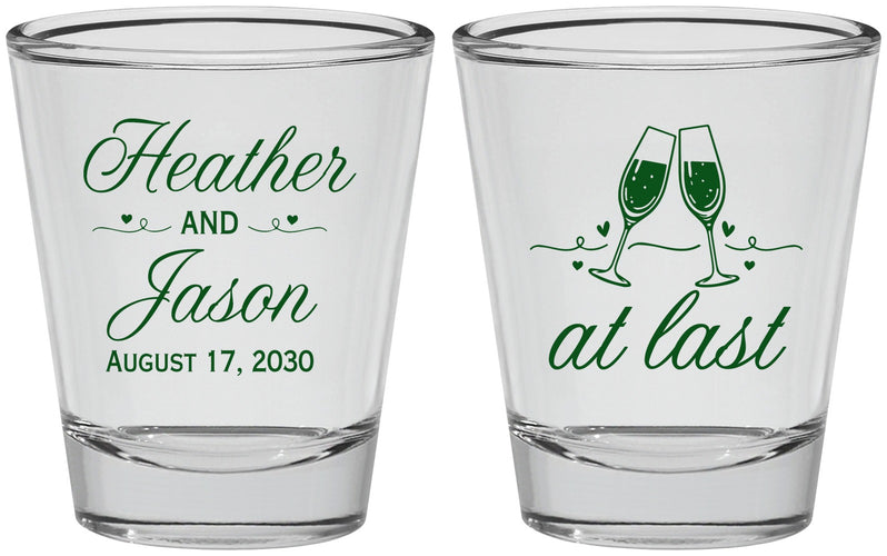 Personalized Wedding Shot Glasses - At Last | 382
