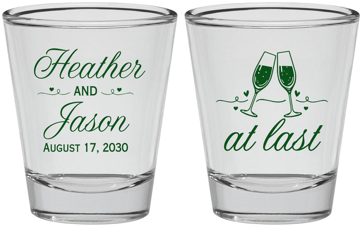 Personalized Wedding Shot Glasses - At Last | 382