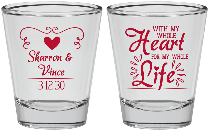 Personalized Wedding Shot Glasses - Heart Life | 387