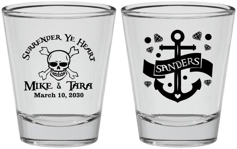 Personalized Wedding Shot Glasses - Anchor Nautical | 391