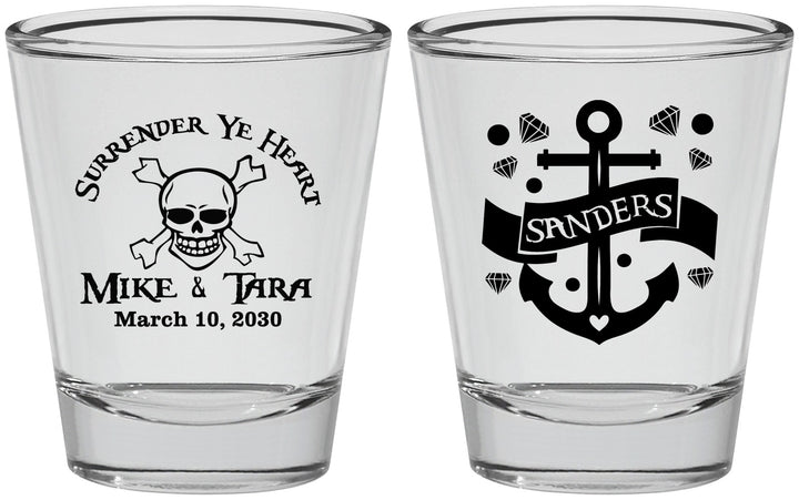 Personalized Wedding Shot Glasses - Anchor Nautical | 391