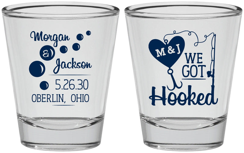 Personalized Wedding Shot Glasses - We Got Hooked Fish | 396
