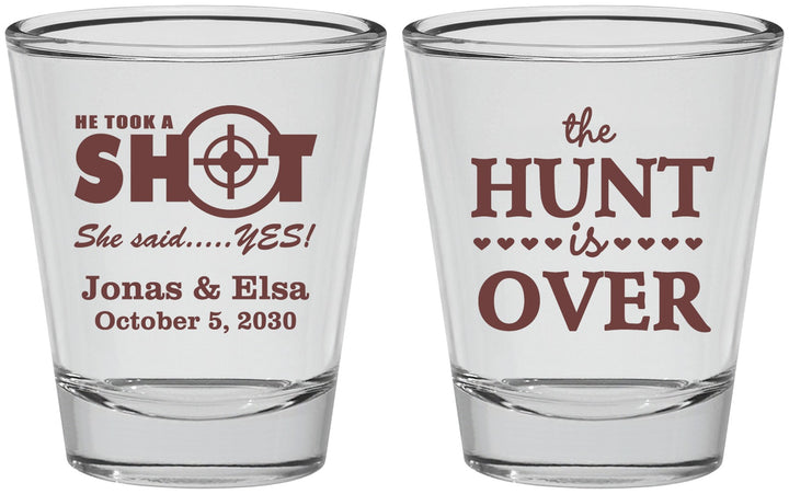 Personalized Wedding Shot Glasses - The Hunt Is Over | 400