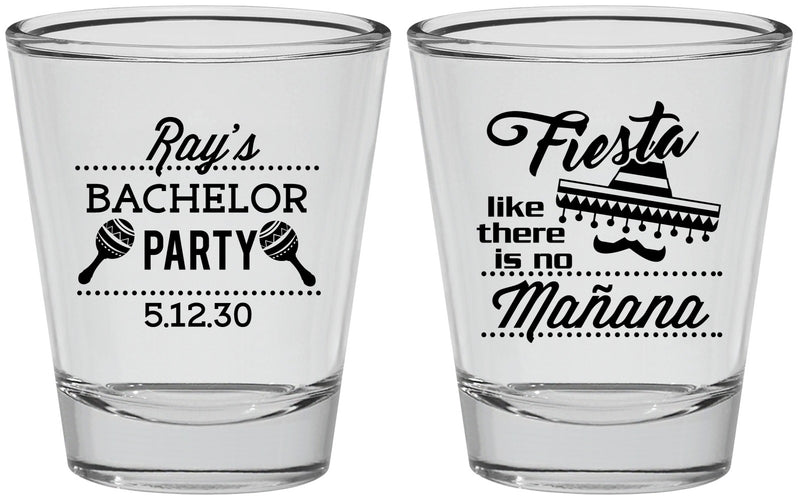Personalized Bachelor Party Shot Glasses - Fiesta No Manana | 40002