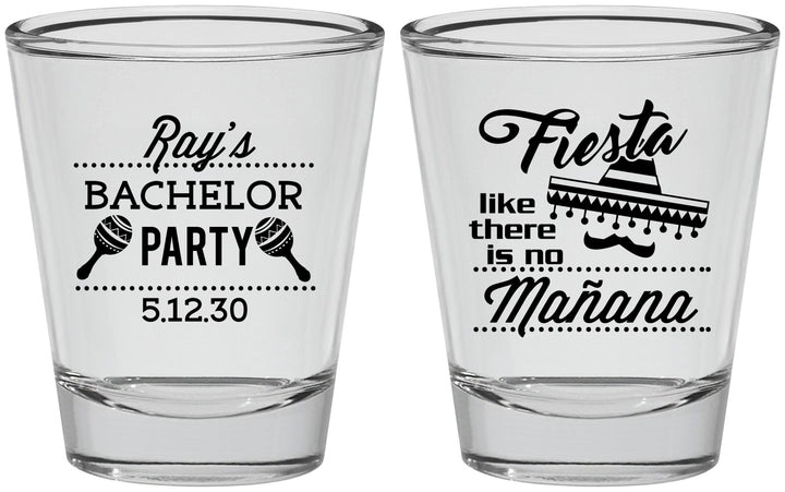 Personalized Bachelor Party Shot Glasses - Fiesta No Manana | 40002