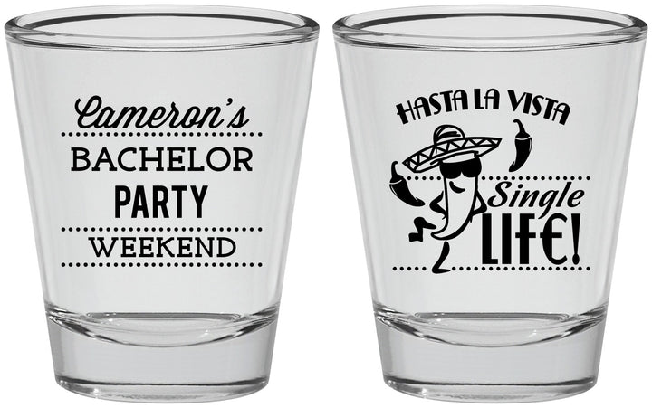 Personalized Bachelor Party Shot Glasses - Hast La Vista Single Life | 40003