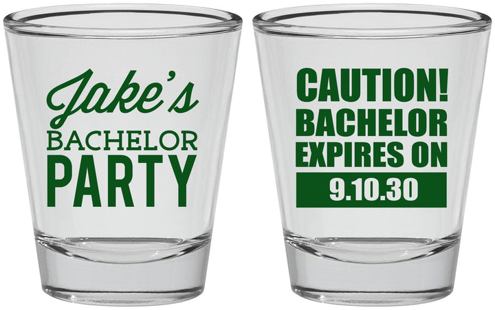 Personalized Bachelor Party Shot Glasses - Caution Expires On | 40009