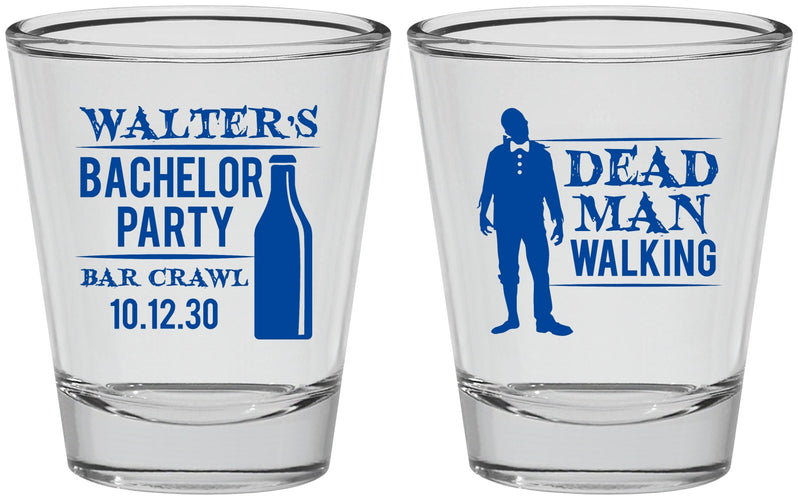 Personalized Bachelor Party Shot Glasses - Dead Man Walking | 40011