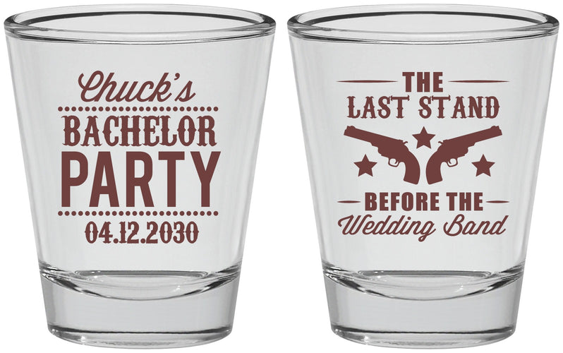 Personalized Bachelor Party Shot Glasses - Last Stand Wedding Bands | 40015