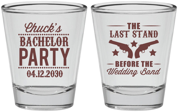 Personalized Bachelor Party Shot Glasses - Last Stand Wedding Bands | 40015