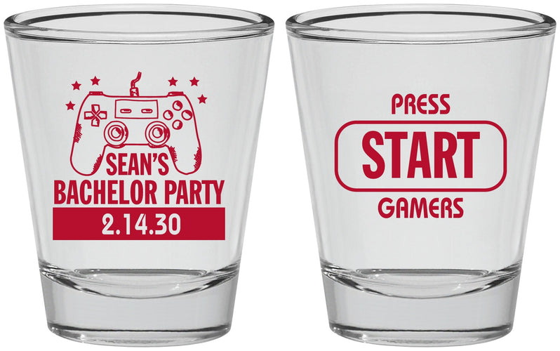 Personalized Bachelor Party Shot Glasses - Video Games | 40018