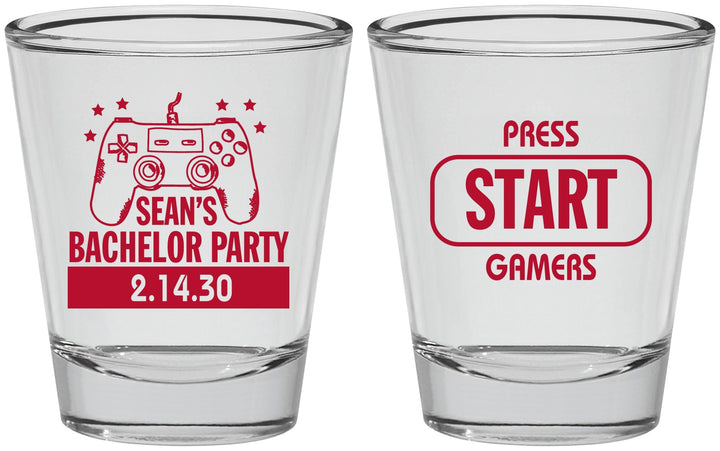 Personalized Bachelor Party Shot Glasses - Video Games | 40018
