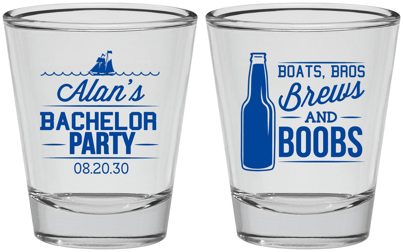 Personalized Bachelor Party Shot Glasses - Brews And Boobs | 40022