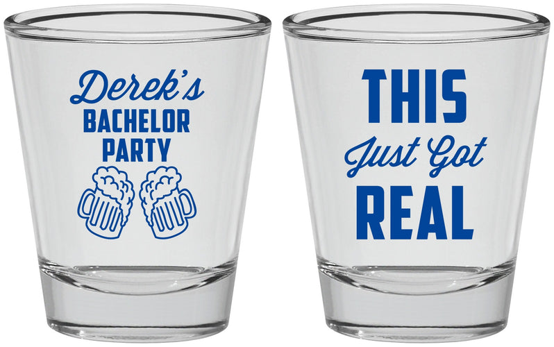 Personalized Bachelor Party Shot Glasses - Just Got Real | 40024