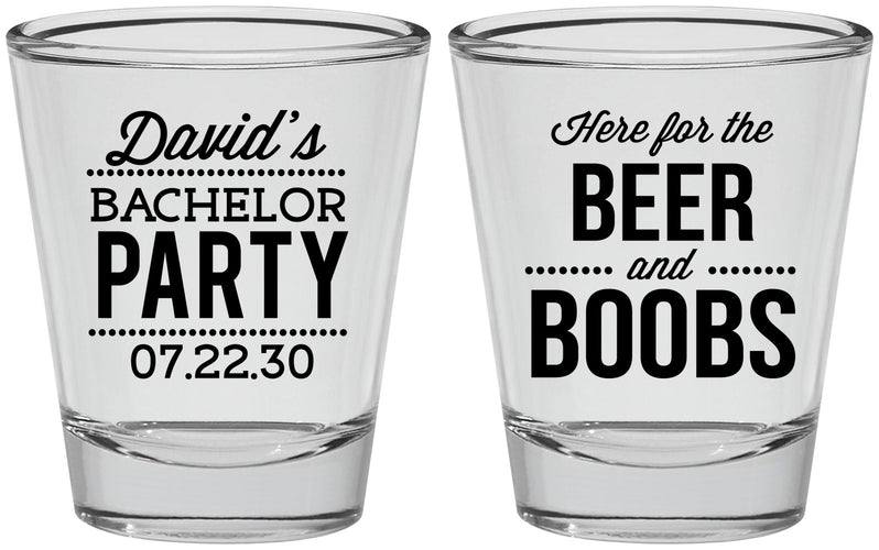 Personalized Bachelor Party Shot Glasses - Beer And Boobs | 40027