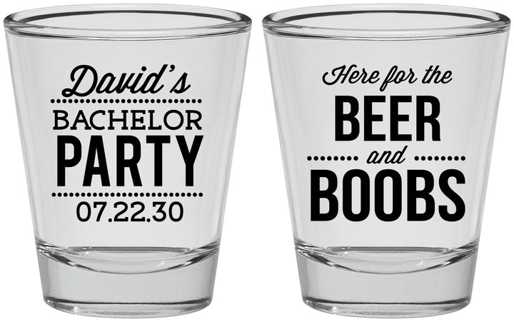 Personalized Bachelor Party Shot Glasses - Beer And Boobs | 40027