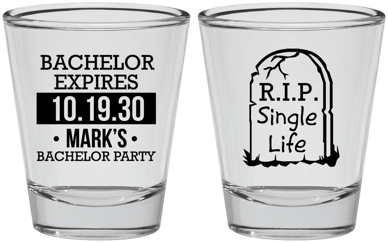 Personalized Bachelor Party Shot Glasses - Rip Single Life | 40028