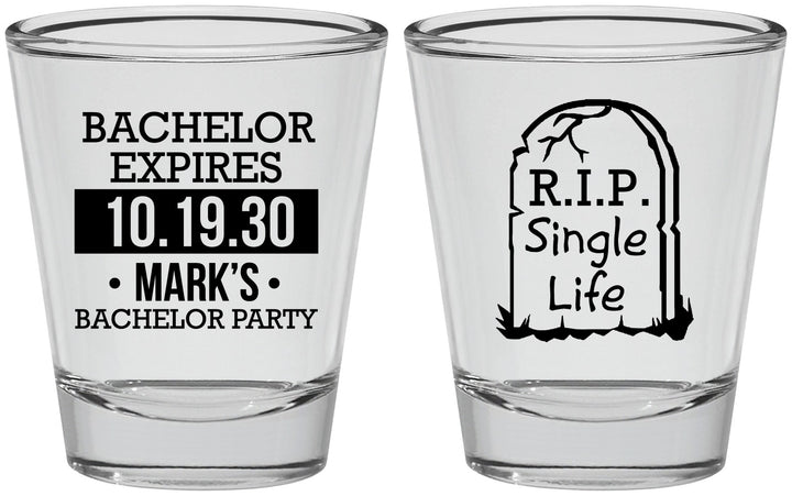 Personalized Bachelor Party Shot Glasses - Rip Single Life | 40028